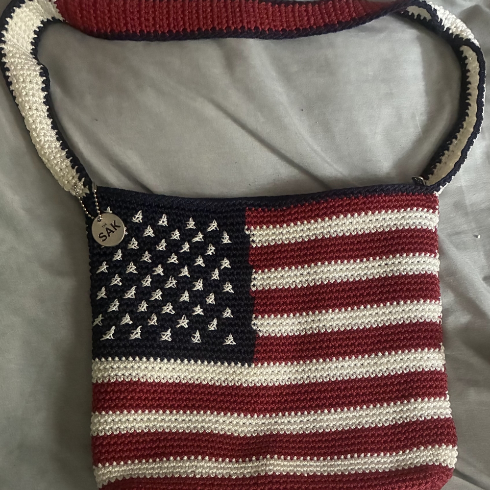 The Sak American Flag Crochet Shoulder Bag - Red, White, Navy